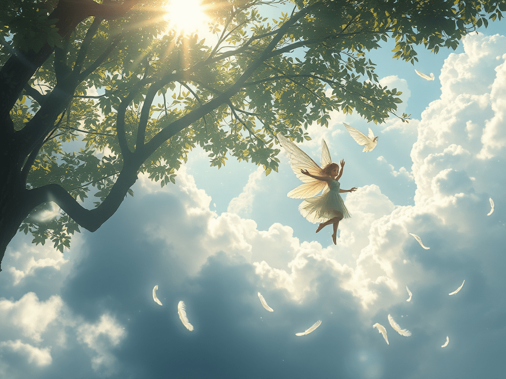 Une fée des airs avec des plumes magiques